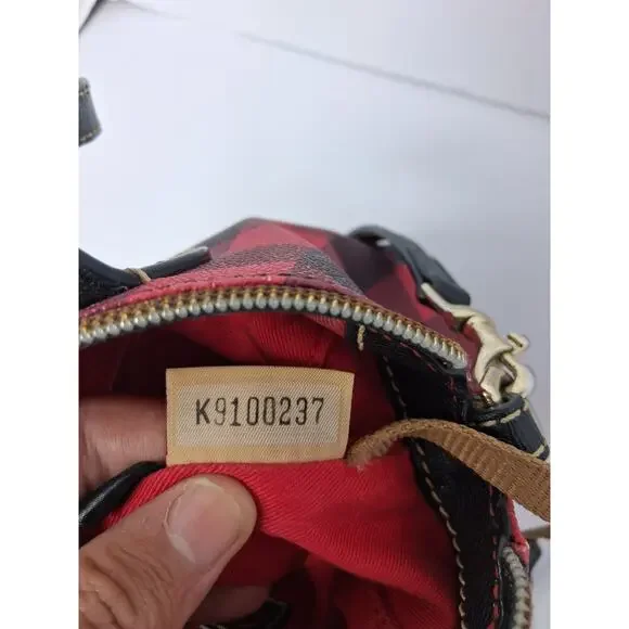 Dooney & Bourke Buffalo Plaid Small Satchel Red Black Crossbody Bag Leather Trim - Picture 5 of 16